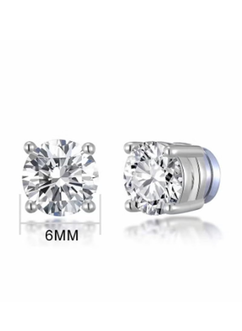 Stainless Steel Magnetic Stud Earrings for Men Women Non-piercing Hypoallergenic 6mm 1 Pairs - Image 2