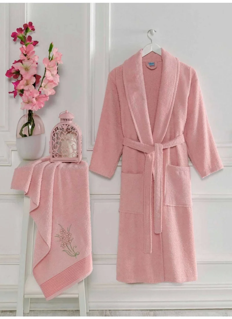 Mira Home Women's Towel Bathrobe Set Cotton Pink