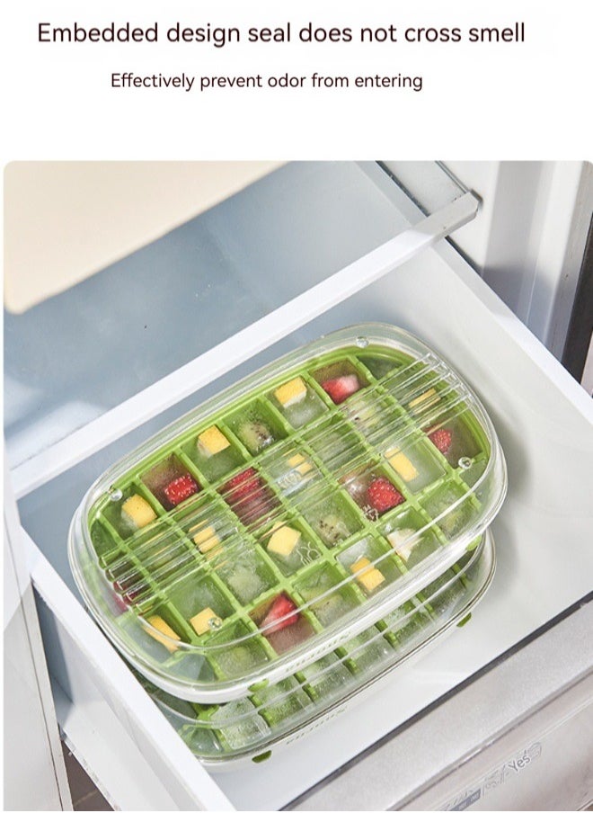 Generic Ice Cube Tray with Lid and Storage Bin 32 Compartments Ice Cube Tray with Ice Scoop Airtight BPA-Proof Ice Cube Mold BPA Free Stacking Splash-Proof DIY Ice Cube Mold  - Image 5