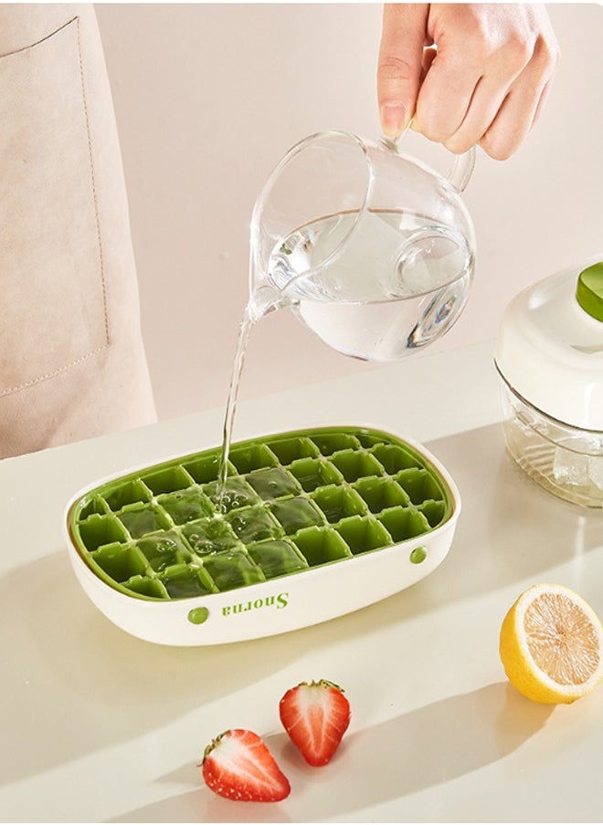 Generic Ice Cube Tray with Lid and Storage Bin 32 Compartments Ice Cube Tray with Ice Scoop Airtight BPA-Proof Ice Cube Mold BPA Free Stacking Splash-Proof DIY Ice Cube Mold  - Image 2
