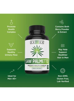 Zhou Zhou Nutrition Saw Palmetto Extract 500 mg, Prostate Health, Urinary Tract Support, DHT Blocker for Men and Women Hair Growth, Non-GMO, 100 Capsules (Packaging may vary)  - Image 5