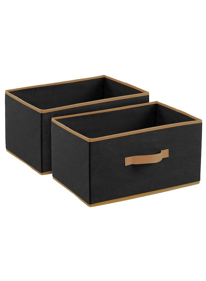 كوبير إندستريز صناديق قابلة للطي من Kuber Industries للتخزين (عبوة من قطعتين) - منظم تخزين متعدد الأغراض للملابس | خزانة الملابس | خزانة الملابس | الألعاب | الكتب | الجوارب - سلة تنظيم الملابس الداخلية بمقبض (أسود) - Image 1