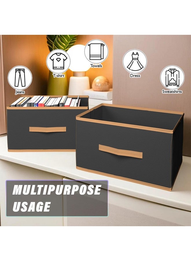 كوبير إندستريز صناديق قابلة للطي من Kuber Industries للتخزين (عبوة من قطعتين) - منظم تخزين متعدد الأغراض للملابس | خزانة الملابس | خزانة الملابس | الألعاب | الكتب | الجوارب - سلة تنظيم الملابس الداخلية بمقبض (أسود) - Image 4