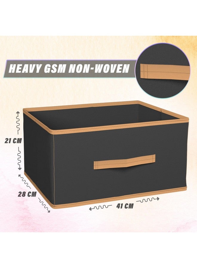 كوبير إندستريز صناديق قابلة للطي من Kuber Industries للتخزين (عبوة من قطعتين) - منظم تخزين متعدد الأغراض للملابس | خزانة الملابس | خزانة الملابس | الألعاب | الكتب | الجوارب - سلة تنظيم الملابس الداخلية بمقبض (أسود) - Image 3