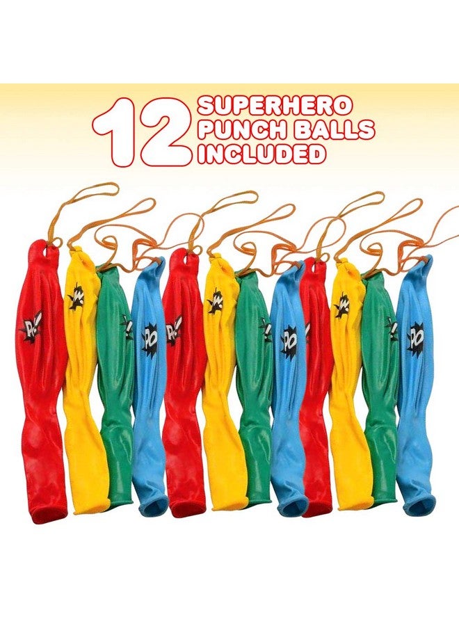ArtCreativity Superhero Punch Balls, Set of 12, Durable Latex Balloons with Rubber Bands, Superhero Party Supplies, Party Favors & Decorations, Goodie Bag Fillers for Kids in Assorted Fun Colors - Image 2