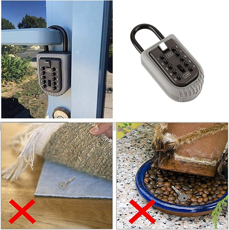 CCYX Key Lock Box,Realtor Key Lock Box Safe Lockbox 10-Digit Push Button Combination Safe Vault - Portable Outdoor Stor a Key - Door Handle or Fence Mount. - Image 1