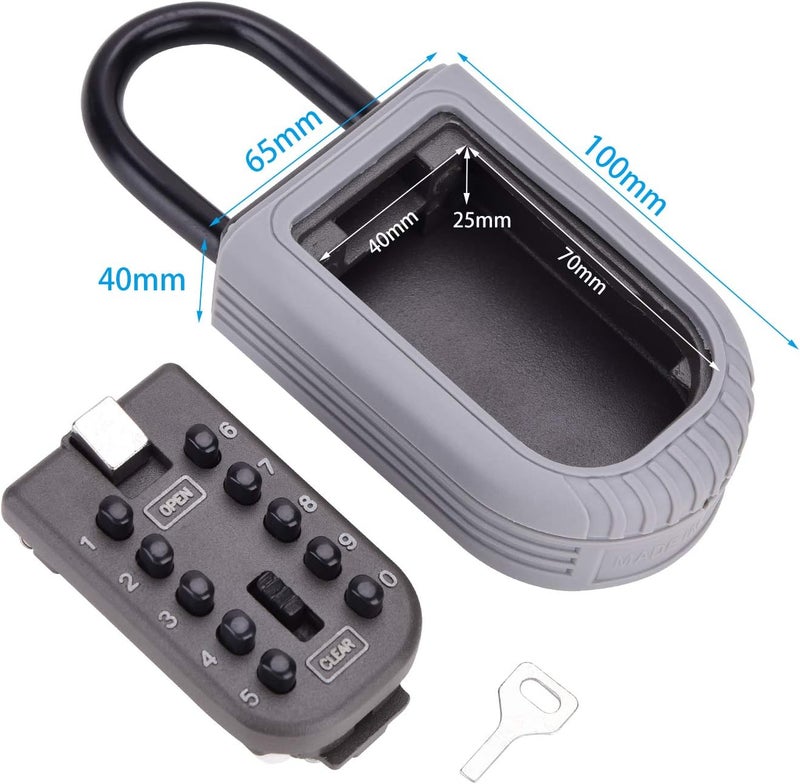 CCYX Key Lock Box,Realtor Key Lock Box Safe Lockbox 10-Digit Push Button Combination Safe Vault - Portable Outdoor Stor a Key - Door Handle or Fence Mount. - Image 4