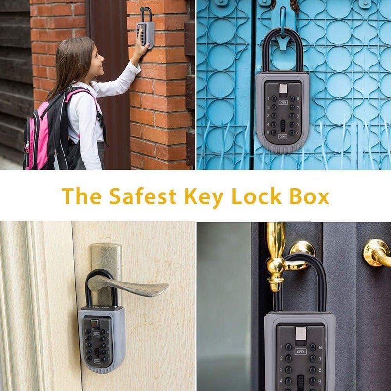 CCYX Key Lock Box,Realtor Key Lock Box Safe Lockbox 10-Digit Push Button Combination Safe Vault - Portable Outdoor Stor a Key - Door Handle or Fence Mount. - Image 5