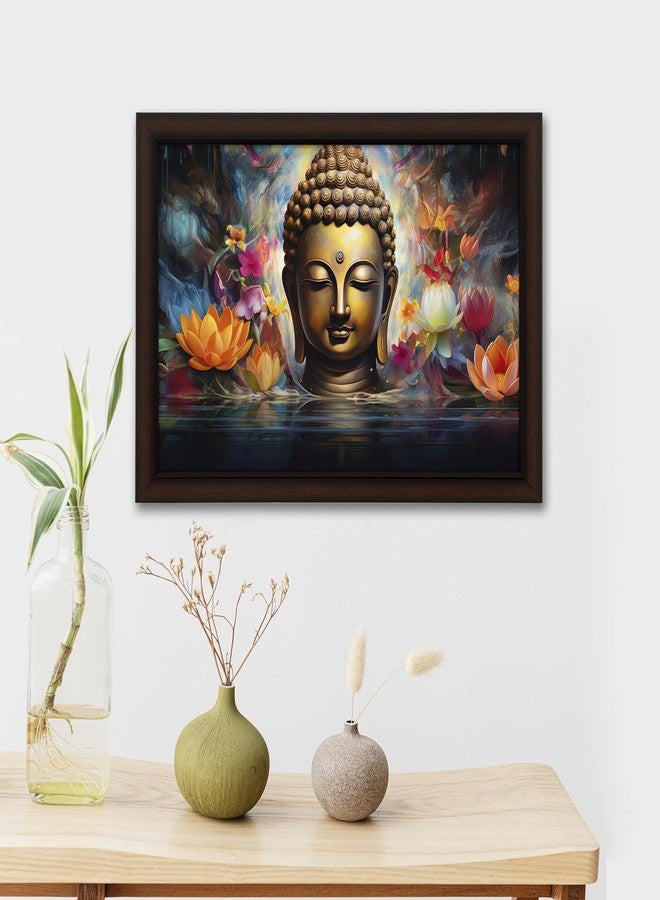 Masstone Golden Buddha Meditating Wall Painting with UV Textured Effect Framed HD, 50x35 cm Wall Hanging Photos Home Décor Wall Art For Living Room Bedroom Drawing room - Image 3