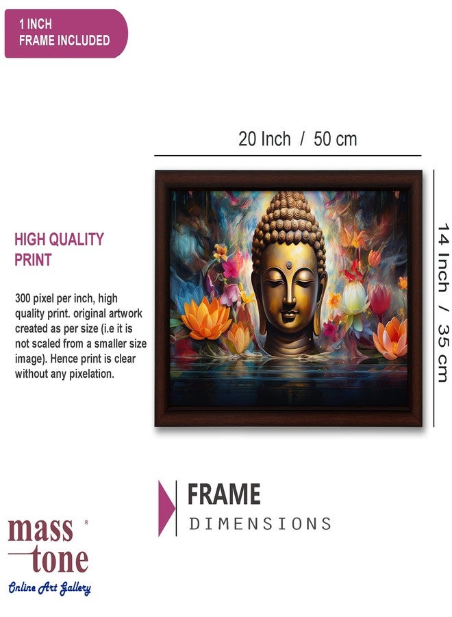 Masstone Golden Buddha Meditating Wall Painting with UV Textured Effect Framed HD, 50x35 cm Wall Hanging Photos Home Décor Wall Art For Living Room Bedroom Drawing room - Image 2