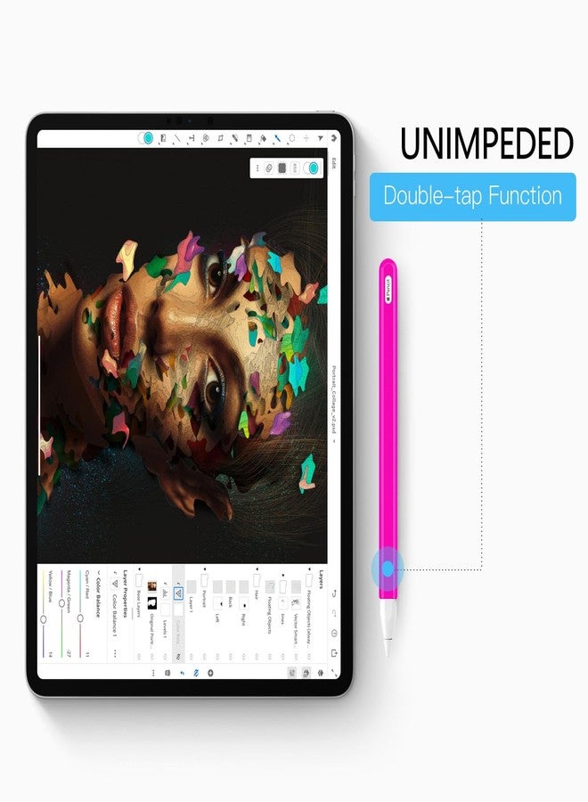 MoKo Pencil Case for Apple Pencil 2nd Generation/Apple Pencil Pro,[2 Pieces] Protective Silicone Apple Pencil 2nd Generation Pencil Holder Sleeve and Protective Nib Cover for Apple Pencil 2,Pitaya Red - Image 4