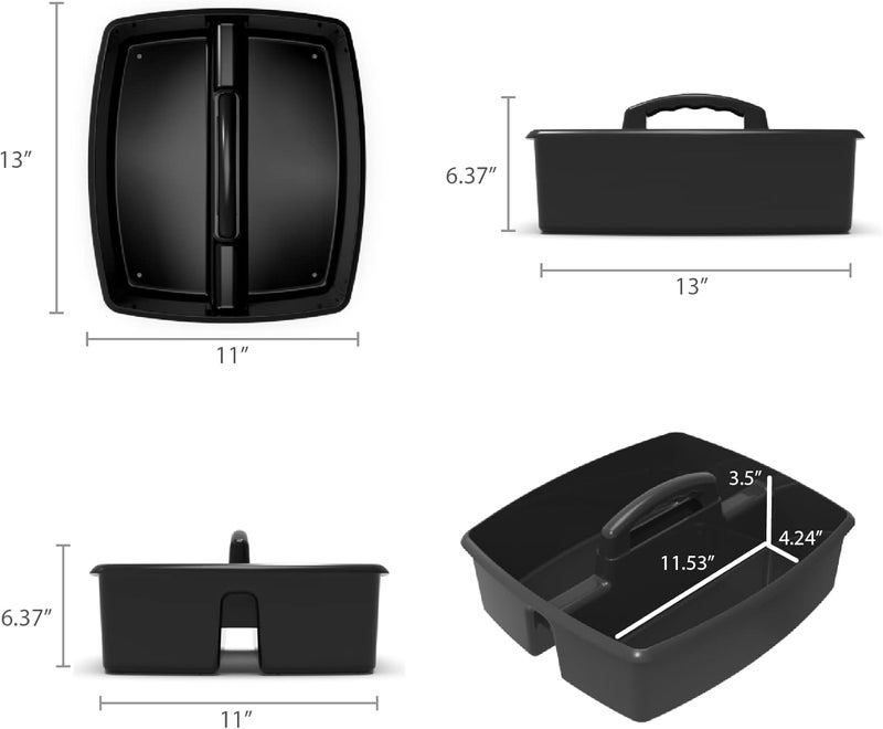 Storex 2-Compartment Large Cleaning Caddy â€“ Multipurpose Supply Organizer with Handle - Black, 1-Pack (00973A06C) - Image 5