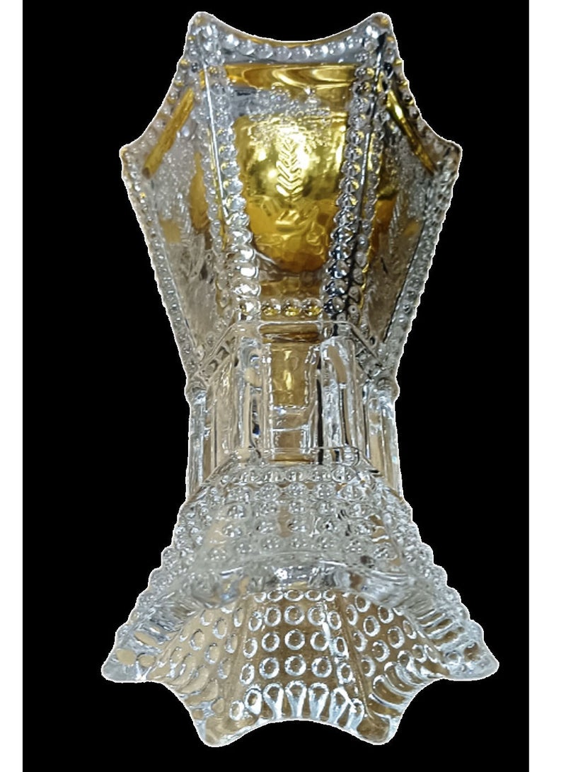 صقوير مبخرة بخور عربية فاخرة من الكريستال (شفاف) / مدخان / مبخرة / قاعدة زهور معدنية مع حامل زجاجي - Image 4