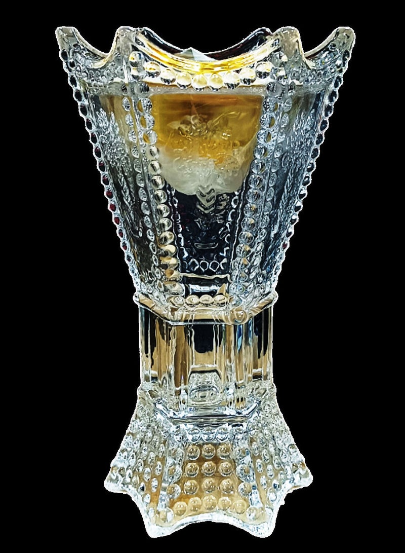 صقوير مبخرة بخور عربية فاخرة من الكريستال (شفاف) / مدخان / مبخرة / قاعدة زهور معدنية مع حامل زجاجي - Image 3