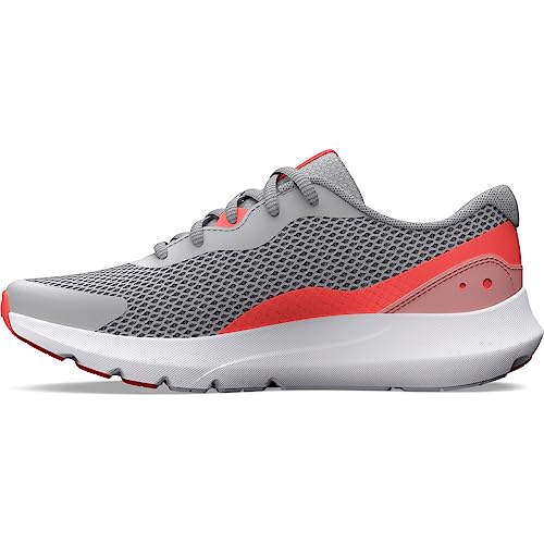 Under Armour Girls' Surge 3, (107) Halo Gray/Venom Red/Pink Fizz, 4.5, US - Image 1