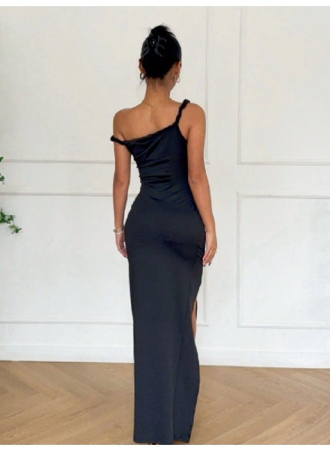 Shein SHEIN EZwear Summer Women Solid Color Spaghetti Strap Split Hem Slim Fit Dress - Image 4