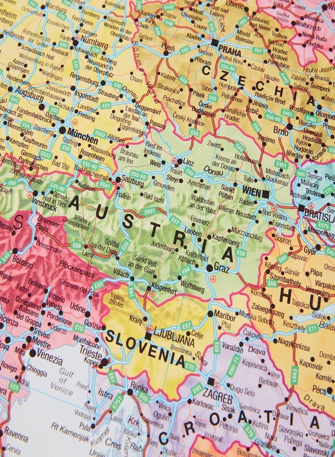 Maps International Large Political Europe Educational Wall Map Poster - Front Sheet Laminated - 33.1 x 46.8 inches - Image 5