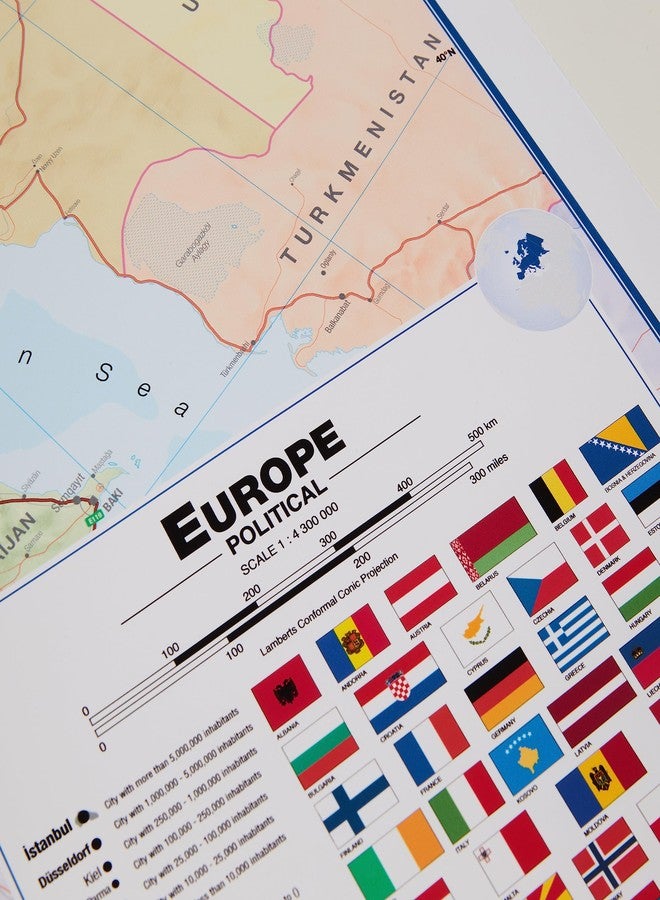 Maps International Large Political Europe Educational Wall Map Poster - Front Sheet Laminated - 33.1 x 46.8 inches - Image 4