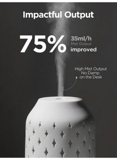 InnoGear Aromatherapy Diffuser 150Ml Ceramic Diffuser Ultrasonic Humidifier Cool Mist Essential Oil Diffusers For Home Air Diffuser With 2 Mist Modes Waterless Auto Off White  - Image 3