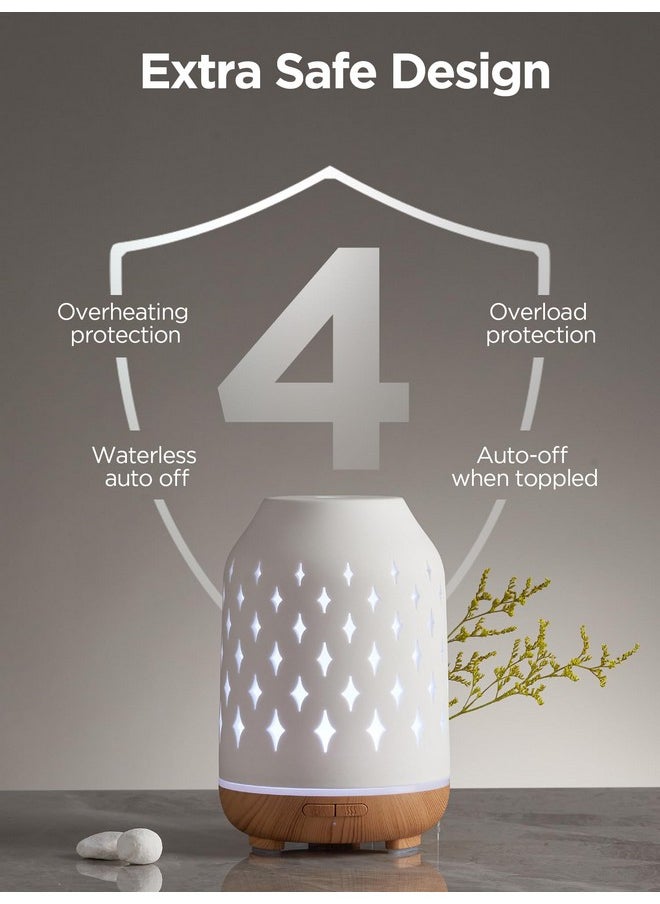 InnoGear Aromatherapy Diffuser 150Ml Ceramic Diffuser Ultrasonic Humidifier Cool Mist Essential Oil Diffusers For Home Air Diffuser With 2 Mist Modes Waterless Auto Off White  - Image 4