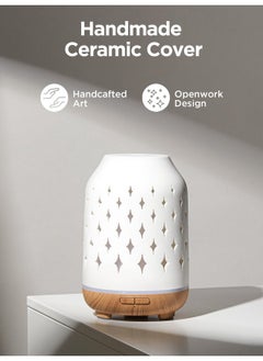InnoGear Aromatherapy Diffuser 150Ml Ceramic Diffuser Ultrasonic Humidifier Cool Mist Essential Oil Diffusers For Home Air Diffuser With 2 Mist Modes Waterless Auto Off White  - Image 2