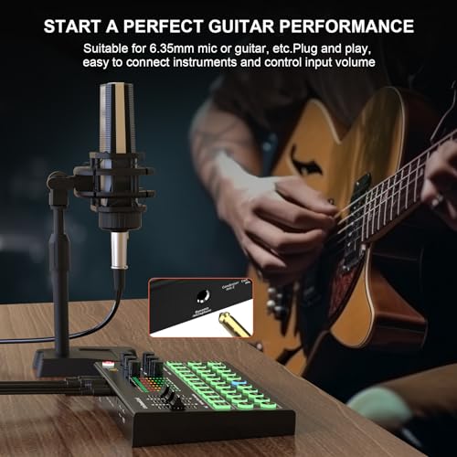 RHM M9 Podcast Equipment Bundle, All-in-One Audio Interface with Microphone & Earphone, 13 Sound Effects, Support Voice Changing/Noise Reduction/Elimination, Great for TikTok, Youtube, Facebook live - Image 5