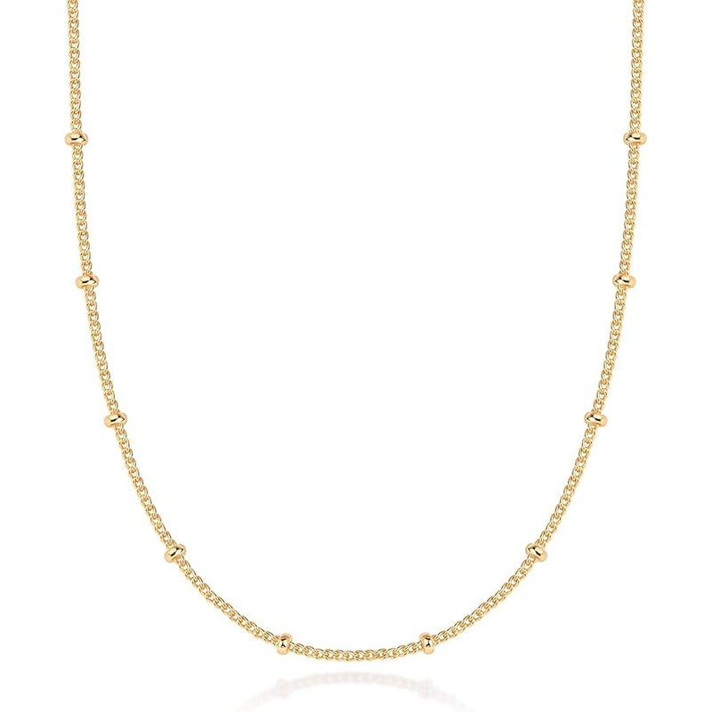 PAVOI 14K Gold Plated Curb Paperclip Box Sphere Bead Snake Herringbone and Figaro Chain Adjustable Necklace - Image 1