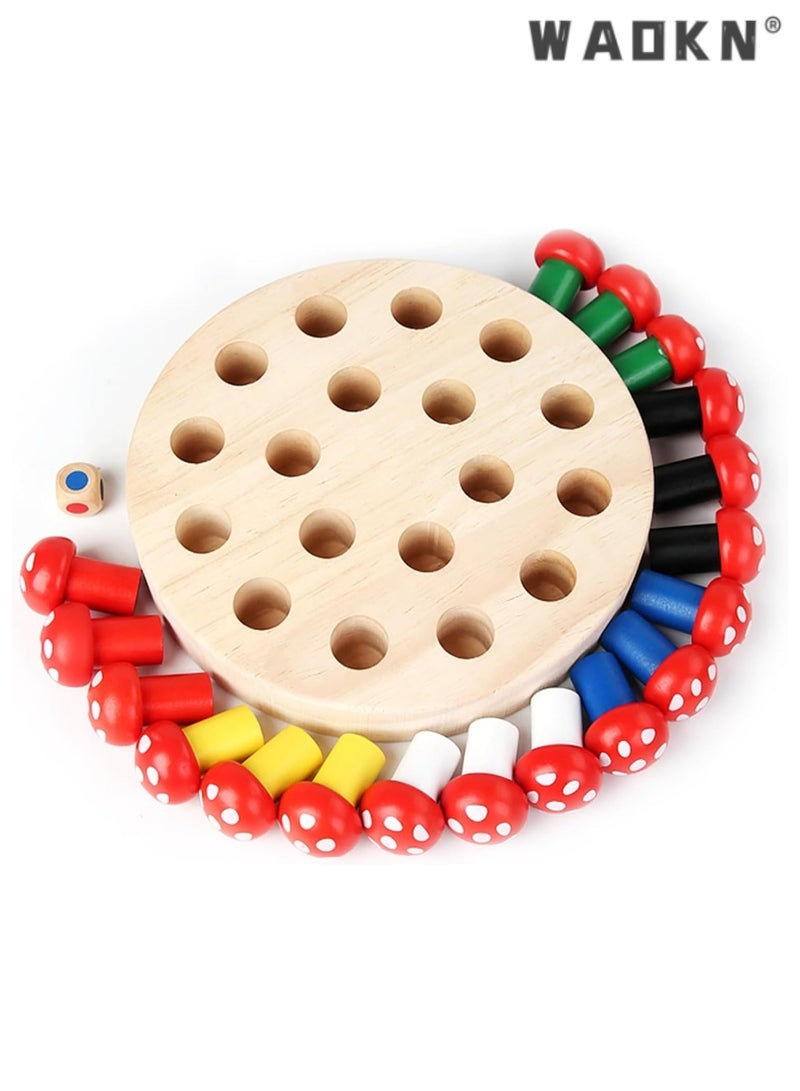 WAOKN Montessori Toy from 4 Years, Memory Chess Learning Toy, Memory Game, Improves Memory and Colour Perception, Birthday Gifts for Girls and Boys (Mushroom) - Image 3