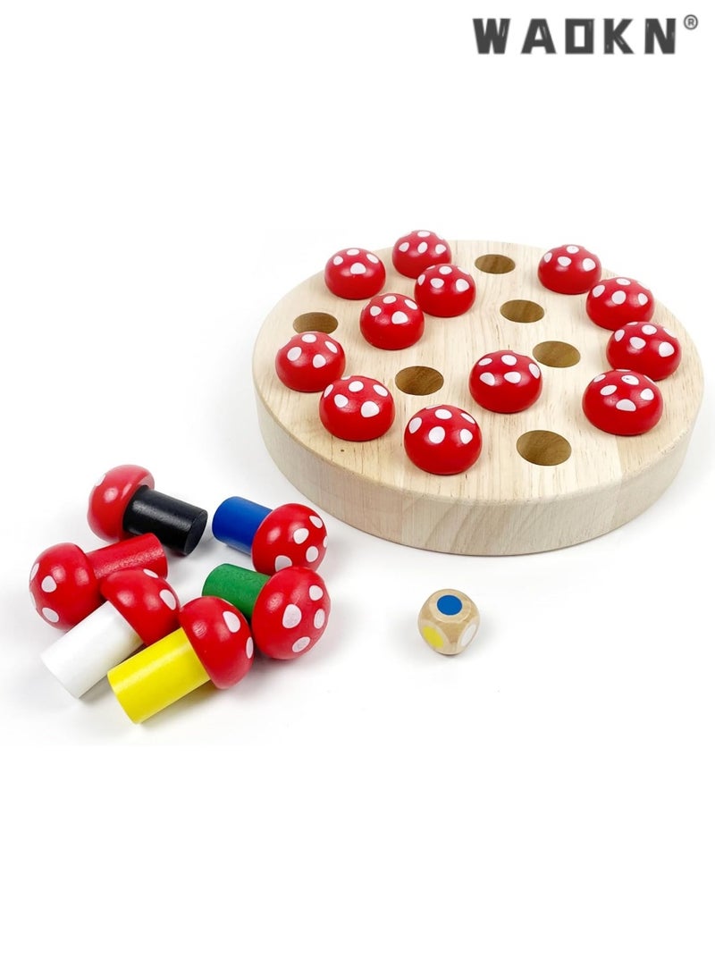 WAOKN Montessori Toy from 4 Years, Memory Chess Learning Toy, Memory Game, Improves Memory and Colour Perception, Birthday Gifts for Girls and Boys (Mushroom) - Image 1