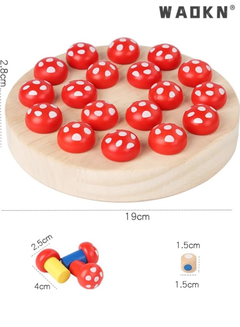 WAOKN Montessori Toy from 4 Years, Memory Chess Learning Toy, Memory Game, Improves Memory and Colour Perception, Birthday Gifts for Girls and Boys (Mushroom) - Image 2