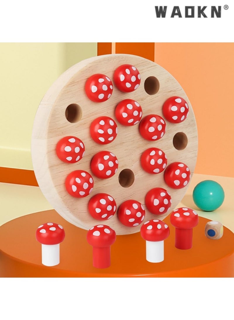 WAOKN Montessori Toy from 4 Years, Memory Chess Learning Toy, Memory Game, Improves Memory and Colour Perception, Birthday Gifts for Girls and Boys (Mushroom) - Image 4