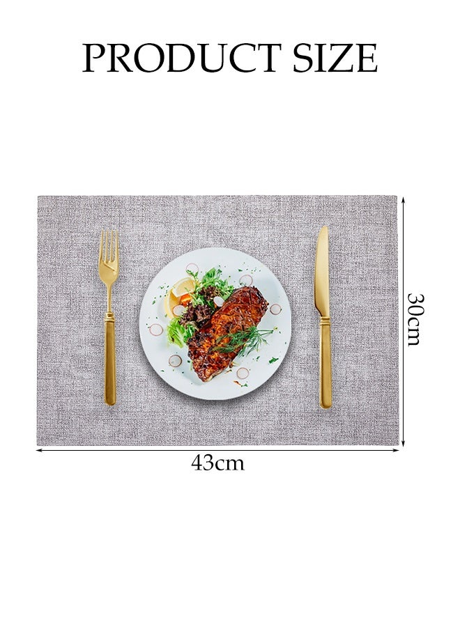 DUNISO طقم 4 قطع من المفرشات البلاستيكية PVC مقاومة للماء وقابلة للغسل حصائر طاولة غير قابلة للانزلاق مقاومة للحرارة مستطيلة بزاوية قائمة عازلة ضد الزيت مناسبة لتزيين طاولة مطعم أو شرفة أو مطبخ رمادي 43x30 سم - Image 2