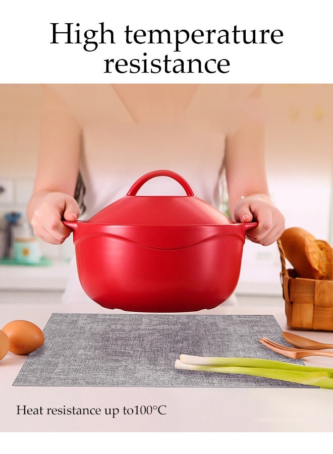 DUNISO طقم 4 قطع من المفرشات البلاستيكية PVC مقاومة للماء وقابلة للغسل حصائر طاولة غير قابلة للانزلاق مقاومة للحرارة مستطيلة بزاوية قائمة عازلة ضد الزيت مناسبة لتزيين طاولة مطعم أو شرفة أو مطبخ رمادي 43x30 سم - Image 4