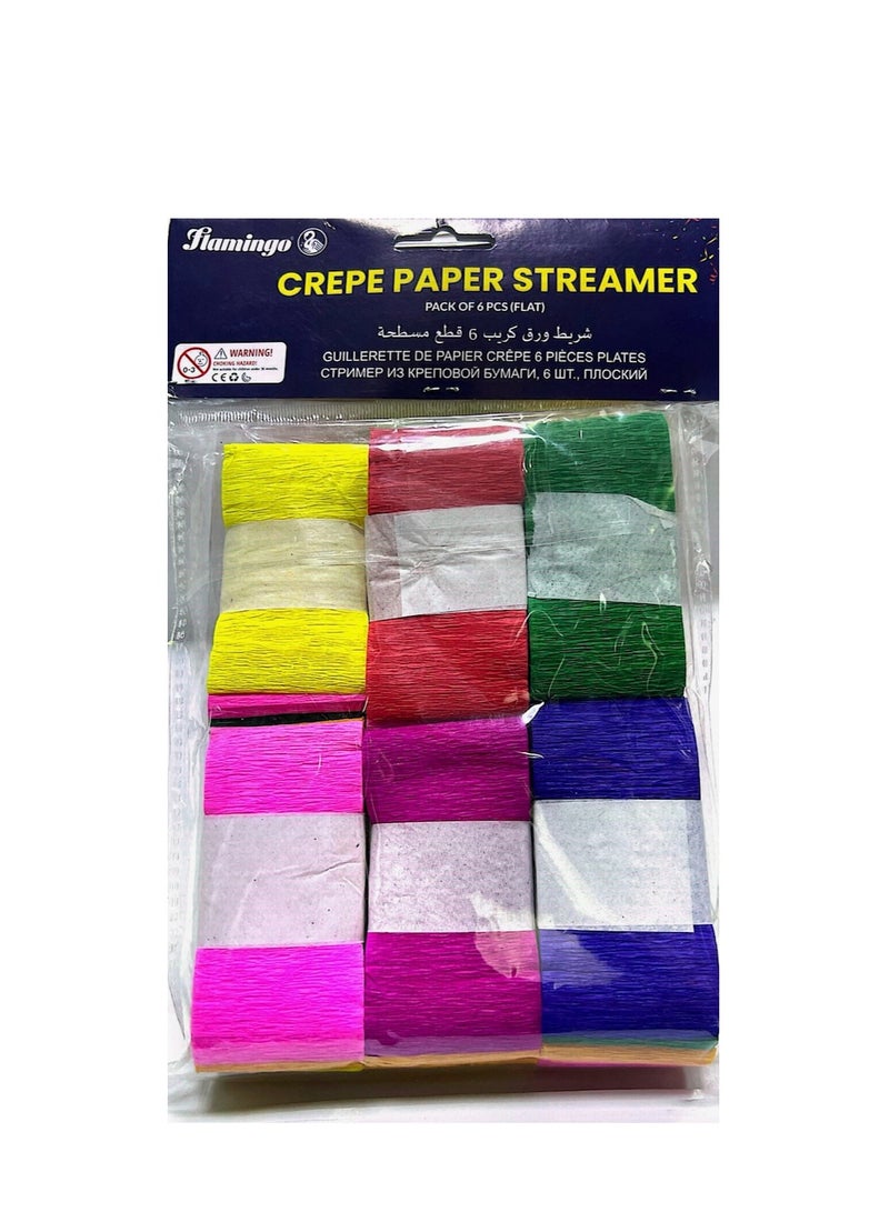Flamingo 6 لفات من ورق الكريب لتزيين الحائط في الحفلات، زينة معلقة للحفلات، شريط زينة للحفلات لعيد الميلاد، مستلزمات فنية للحفلات، متعددة الألوان