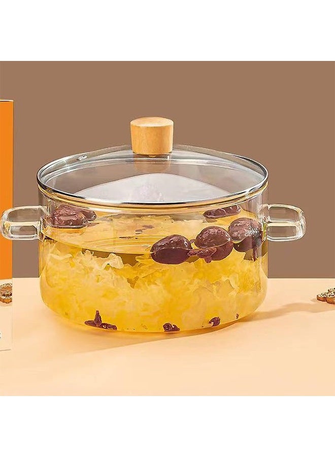 هاهاهاي وعاء طهي زجاجي سعة 3.5 لتر مع غطاء - وعاء زجاجي من البورسليكات المقاوم للحرارة للحساء والحليب والمعكرونة، لمواقد الغاز والكهرباء - Image 4