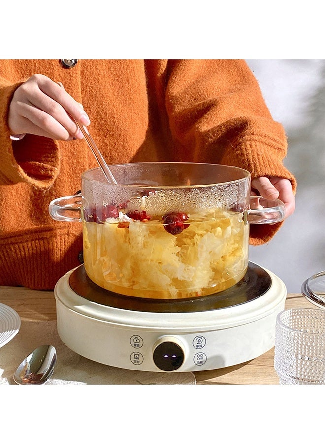 هاهاهاي وعاء طهي زجاجي سعة 3.5 لتر مع غطاء - وعاء زجاجي من البورسليكات المقاوم للحرارة للحساء والحليب والمعكرونة، لمواقد الغاز والكهرباء - Image 3