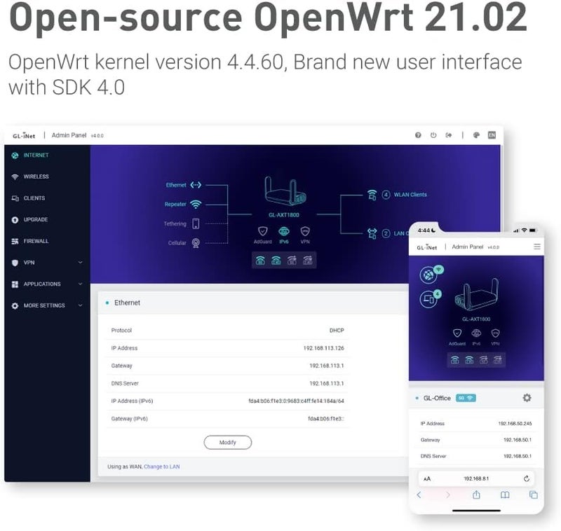 GL.iNet GL-AXT1800 (Slate AX) Portable Travel Router, Pocket Wi-Fi 6 Wireless Internet Router, Portable VPN Routers WiFi for Travel, Public Computer Routers, Business, Moblie/RV/Cruise/Plane - Image 4