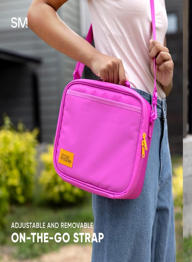 سيمبل مودرن حقيبة هادلي العصرية البسيطة مع حزام كتف | صندوق غداء للأطفال والمراهقين والبالغين | حقيبة معزولة للبنات والأولاد والنساء والرجال | حاويات طعام بجيوب خارجية وداخلية | لعبة هوبسكوتش تشيكميت - Image 3