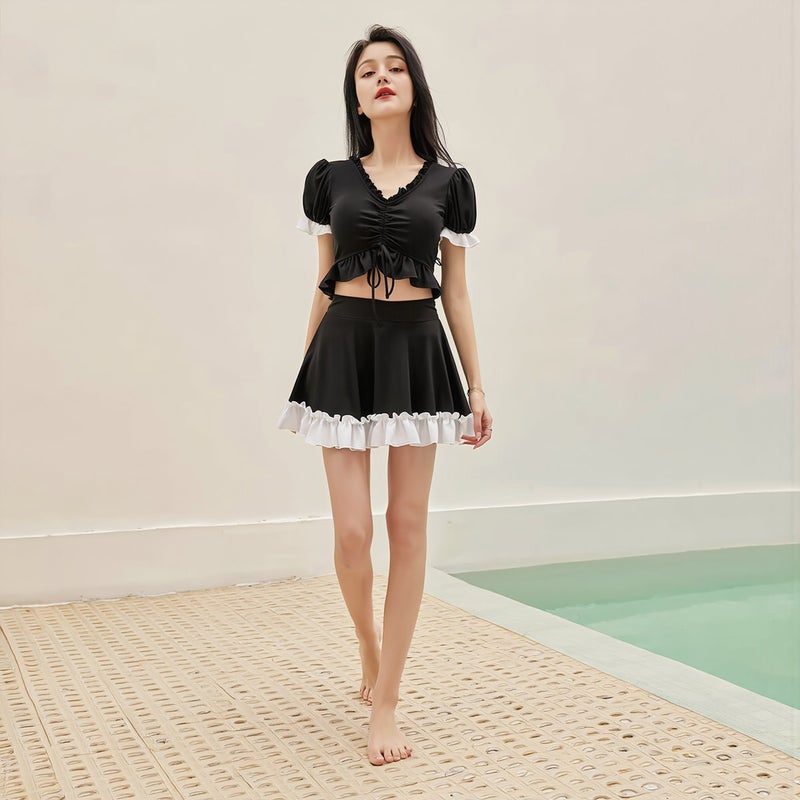 Women Two Piece Skirt Swimsuit for Beach Pool Hot Spring Vacation S - Image 5