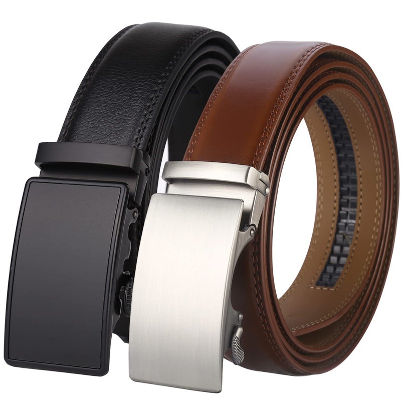 Lavemi Mens Real Leather Ratchet Dress Casual Belt Cut to Exact FitElegant Gift Box550027270711 Brown Leather 44