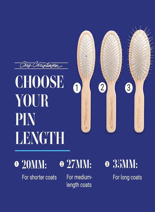 كريس كريستنسن فرشاة كريس كريستنسن بيضاوية الشكل للكلاب، مقاس 35 مم، من السلسلة الأصلية، للعناية بالكلاب كالمحترفين، دبابيس من الفولاذ المقاوم للصدأ، هيكل خفيف الوزن من خشب الزان، أطراف مصقولة ومطحونة - Image 5