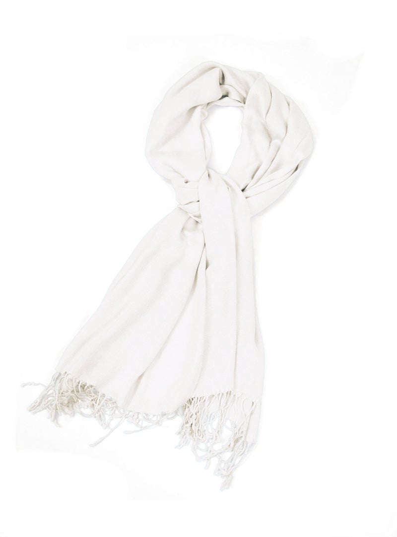 Sakkas Large Soft Silky Pashmina Shawl Wrap Scarf in Solid Colors - Ivory - Image 2