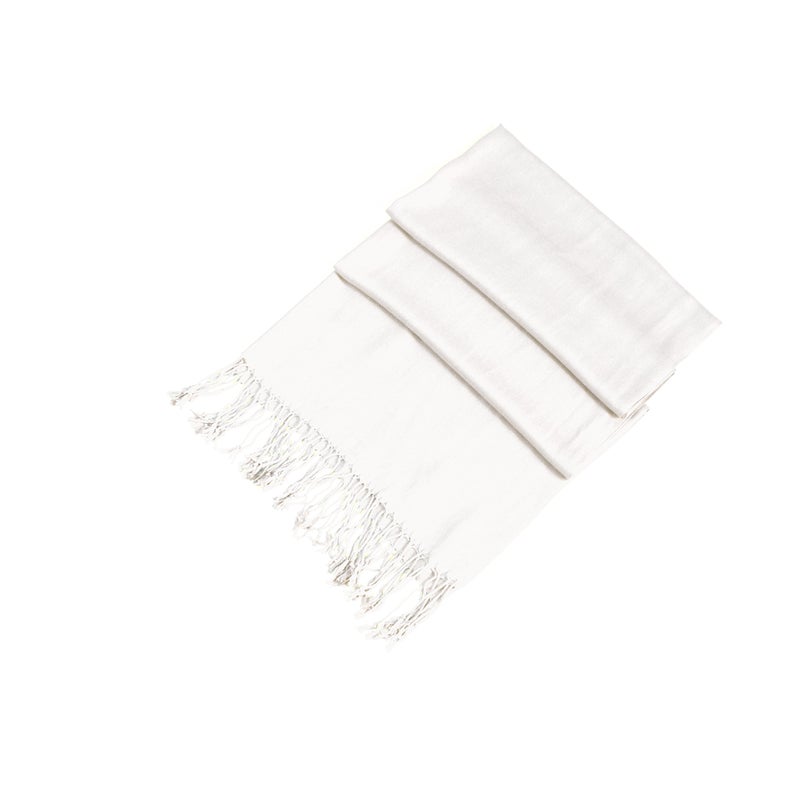 Sakkas Large Soft Silky Pashmina Shawl Wrap Scarf in Solid Colors - Ivory - Image 1