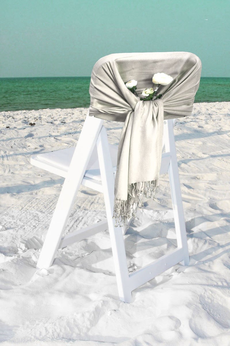 Sakkas Large Soft Silky Pashmina Shawl Wrap Scarf in Solid Colors - Ivory - Image 3