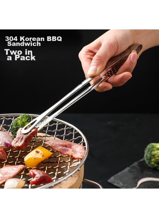 Bai Jie Baijie 304 Stainless Steel Steak Tongs, Kitchen Tongs, Food Tongs, Korean-style Barbecue Tongs, 2-piece Set, Steak Grilling Tongs  - Image 4