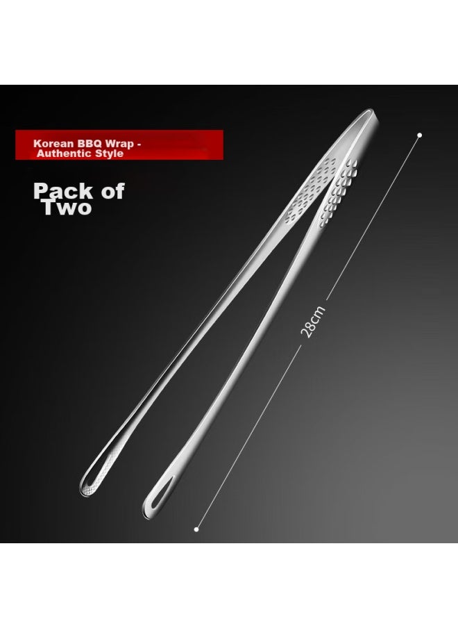 Bai Jie Baijie 304 Stainless Steel Steak Tongs, Kitchen Tongs, Food Tongs, Korean-style Barbecue Tongs, 2-piece Set, Steak Grilling Tongs  - Image 2