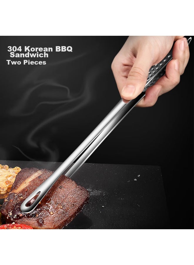 Bai Jie Baijie 304 Stainless Steel Steak Tongs, Kitchen Tongs, Food Tongs, Korean-style Barbecue Tongs, 2-piece Set, Steak Grilling Tongs  - Image 3