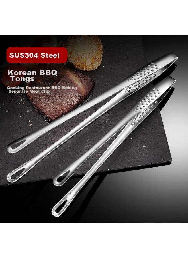 Bai Jie Baijie 304 Stainless Steel Steak Tongs, Kitchen Tongs, Food Tongs, Korean-style Barbecue Tongs, 2-piece Set, Steak Grilling Tongs  - Image 1