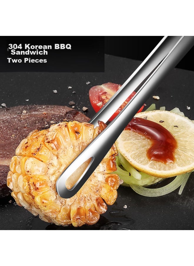Bai Jie Baijie 304 Stainless Steel Steak Tongs, Kitchen Tongs, Food Tongs, Korean-style Barbecue Tongs, 2-piece Set, Steak Grilling Tongs  - Image 5