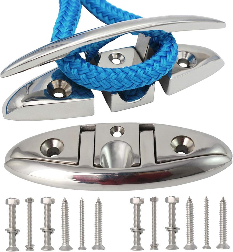 VEITHI 316 Stainless Steel Boat Folding Cleats Boat Dock Cleats 5/6/8.5 inch, Flip up Dock Cleat for Deck and Boat, Dock Cleats Folding Cleat Rope Cleat Boat Cleats with Fasteners (1,2,4,6 Pack) - Image 1